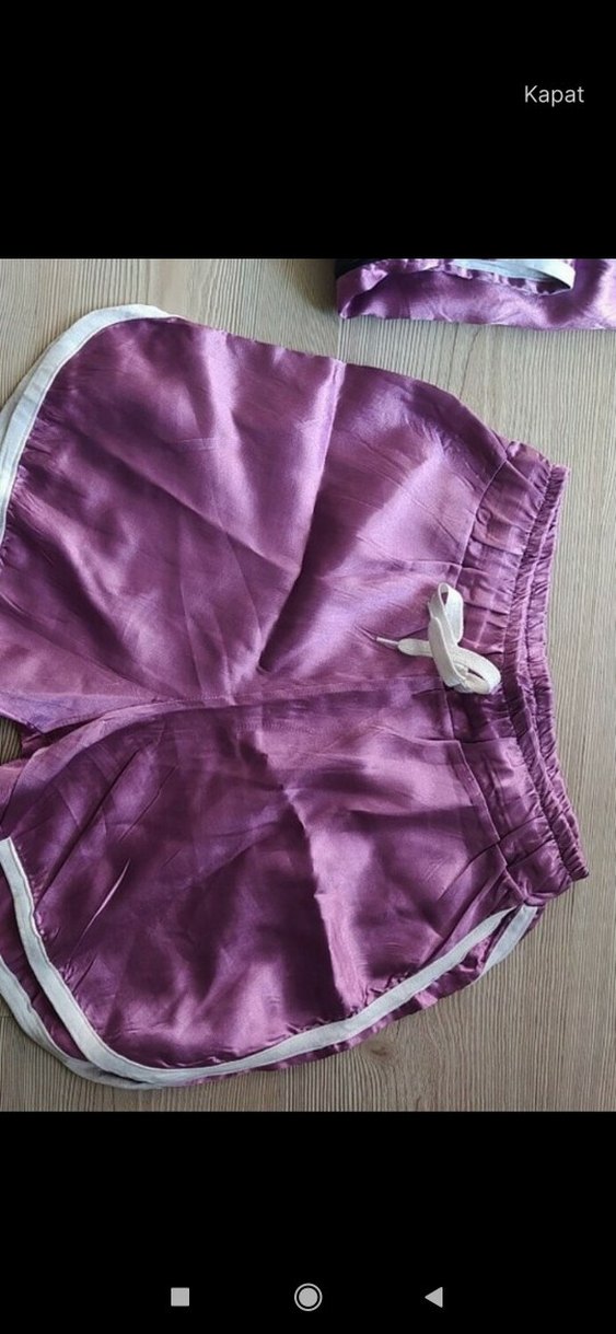 Mor Parlak Kısa saten Eşofman Takımı - Görsel 4
