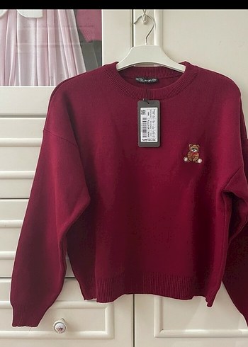 Bordo Triko crop teddyli kazak