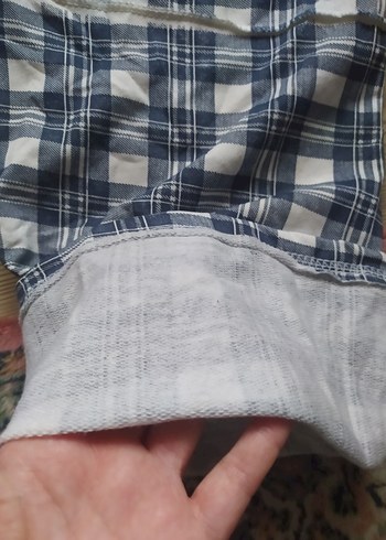 unisex  Gri Mavi Ekose Bol Kesim Pantolon termal - Görsel 3