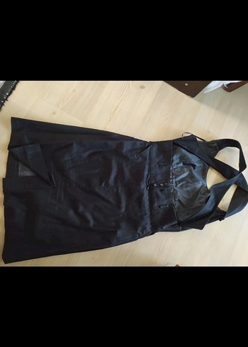 Siyah Halter Yaka gotik Mini Elbise - Görsel 2