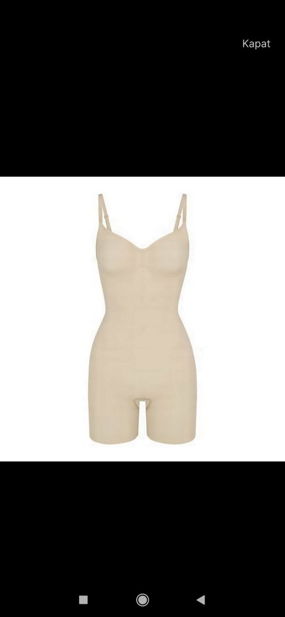 Bej Mini Kadın Strappy Tulum - Görsel 5