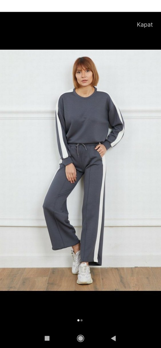 gri çizgili model kumas Takım esofman - Görsel 4