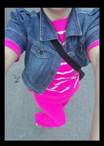 fuşya Pembe Çizgili Kadın triko Takımı - Görsel 2