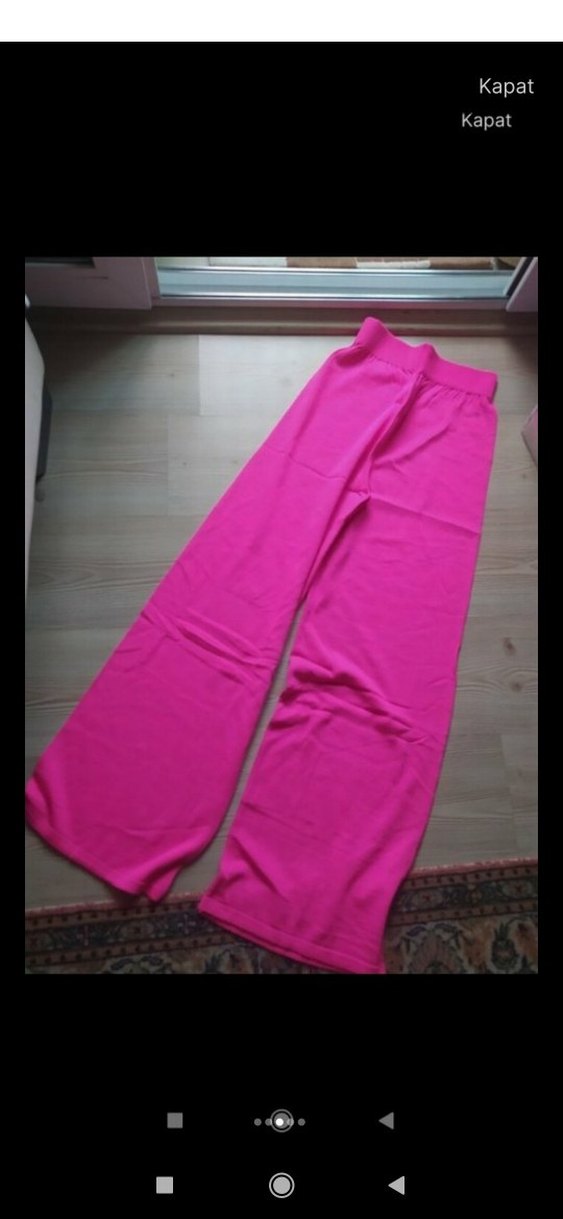 fuşya Pembe Çizgili Kadın triko   Takımı - Görsel 3