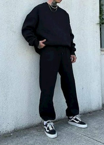 Siyah unisex Salaş Eşofman Altı sardonlu kışlık - Görsel 2