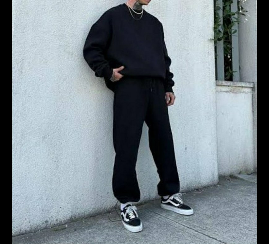 Siyah unisex Salaş Eşofman Altı sardonlu kışlık - Görsel 2