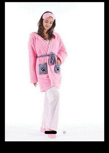 Pembe peluş temali polar Bornoz - Görsel 3