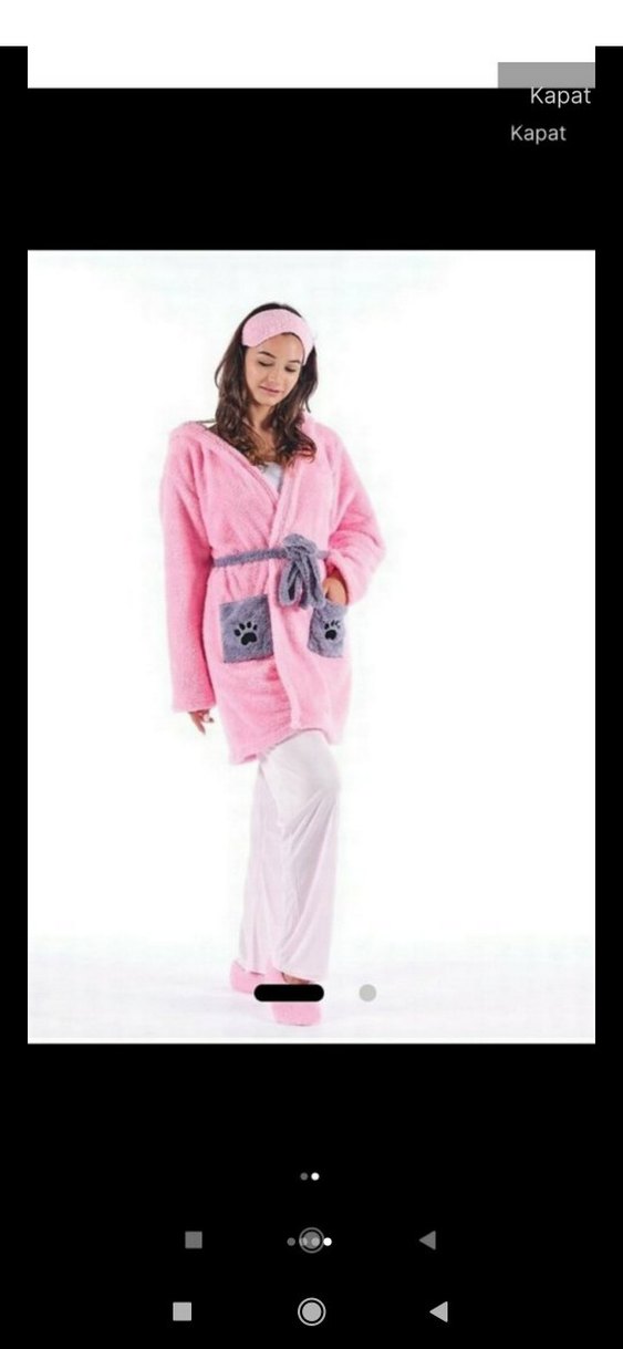 Pembe peluş temali polar Bornoz - Görsel 3