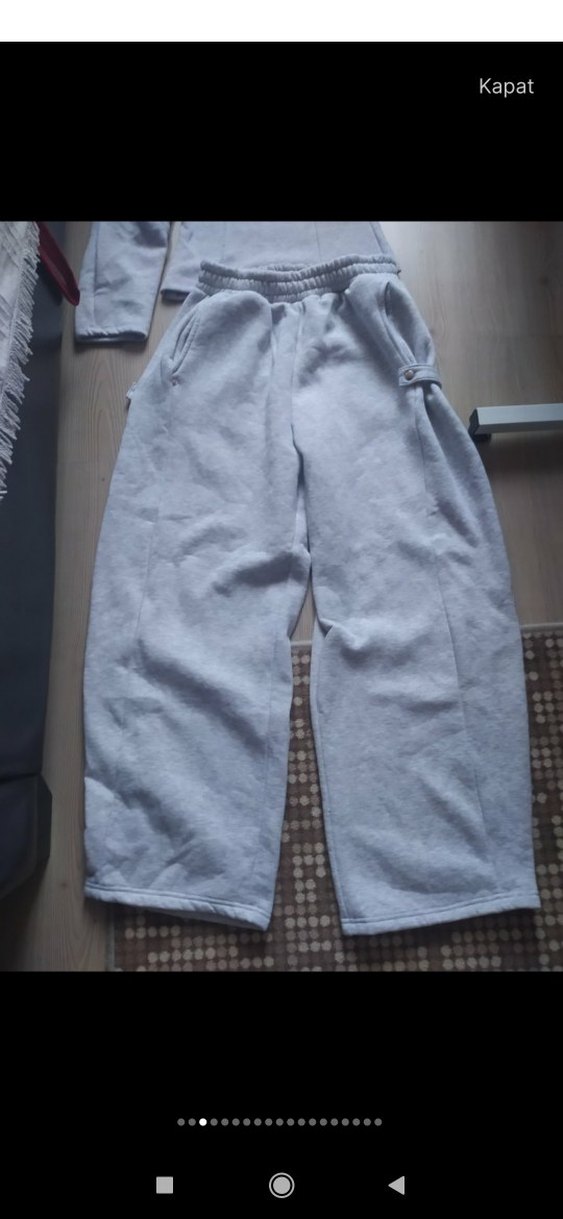 Gri sardonlu Rahat Kesim UNİSEX Eşofman Altı - Görsel 3