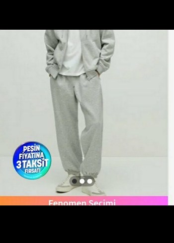 Gri Salaş Kesim SARDONLU Eşofman Altı UNİSEX - Görsel 4