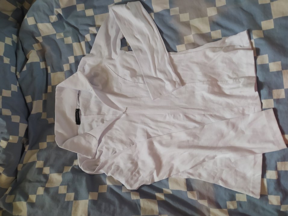 Beyaz Yüksek Yakalı Dar Kesim Kadın Ceket 100/100 pamuk - Görsel 2