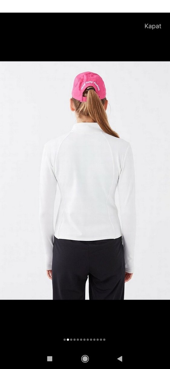 Beyaz Yüksek Yakalı Dar Kesim Kadın Ceket 100/100 pamuk - Görsel 4