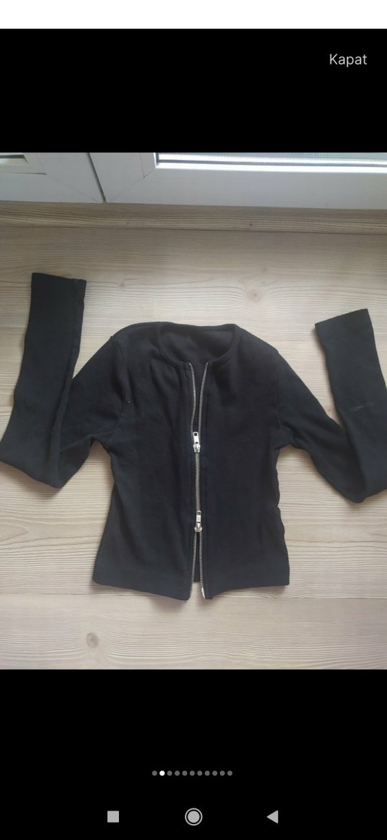 Siyah Fermuarlı triko  Crop Top - Görsel 2