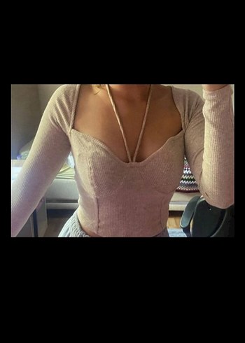 Siyah V Yaka Triko Bustiyer kazak bustiyer - Görsel 4