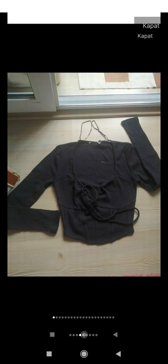 Siyah V Yaka Triko Bustiyer kazak bustiyer - Görsel 2