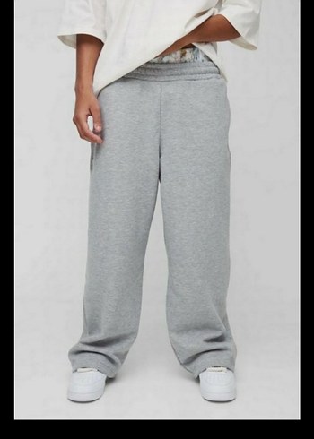 Gri Rahat Kesim Erkek ESKİTME DETAYLİ Eşofman SARDONLU - Görsel 3