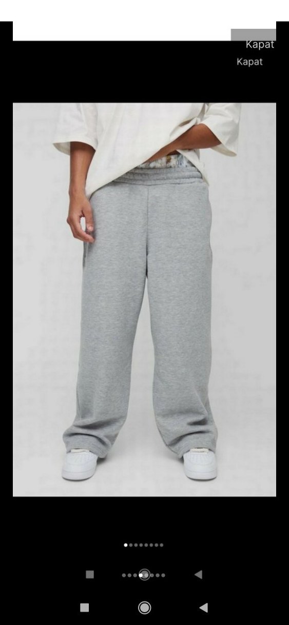 Gri Rahat Kesim Erkek ESKİTME DETAYLİ Eşofman SARDONLU - Görsel 3