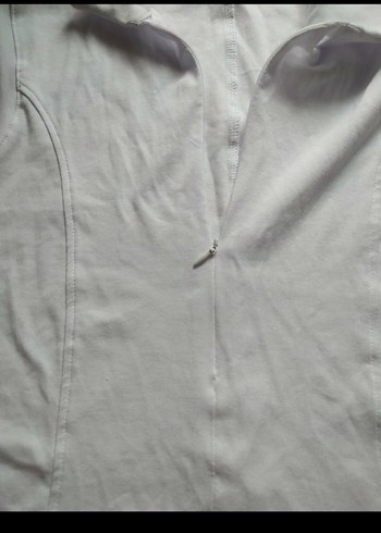 Beyaz Kolsuz pamuk  Gömlek Hırka ceket - Görsel 2