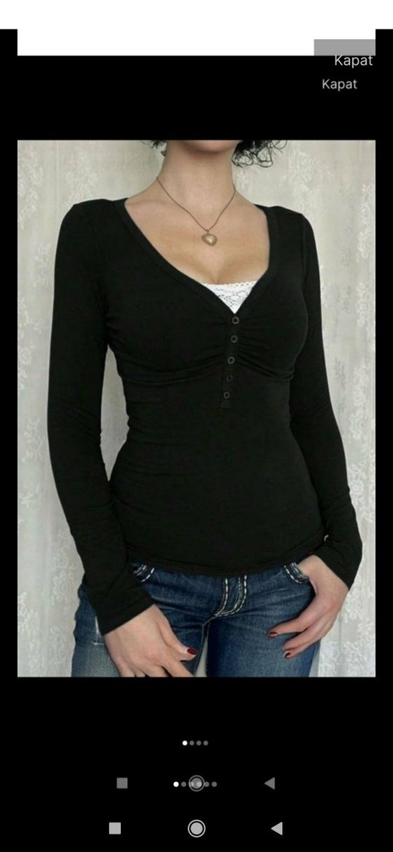 Kadın Beyaz V Yaka Uzun Kollu Pamuklu Gömlek - Görsel 2