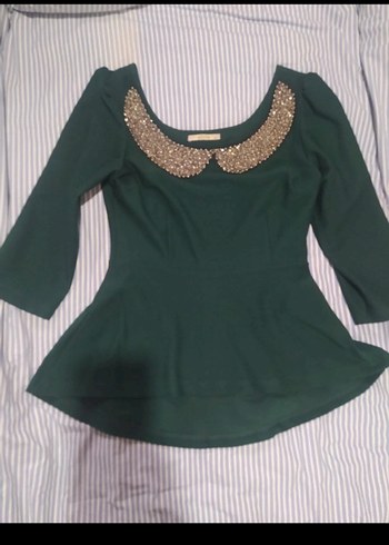 Siyah  VOLONLU Midi Bluz - Görsel 4