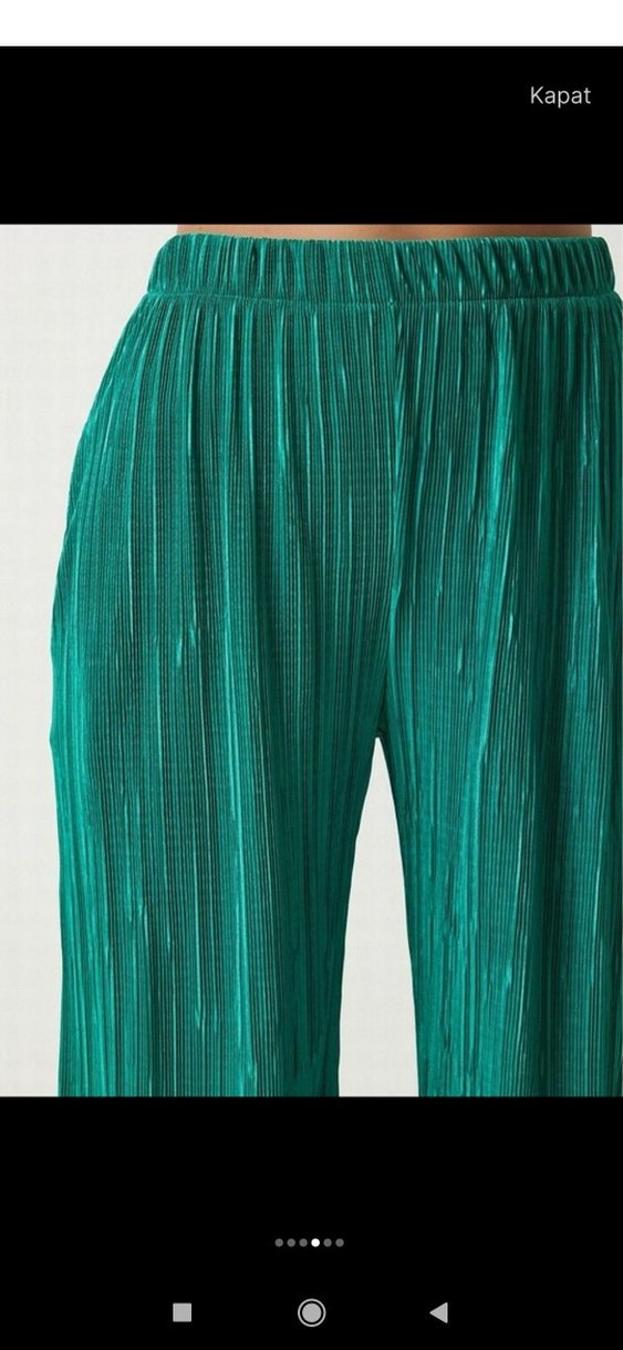 Yeşil Pilili Rahat Kesim Kadın  Pantolon takim - Görsel 4