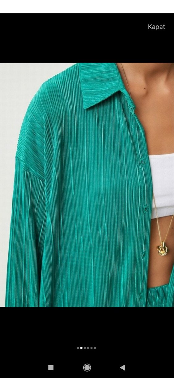 Yeşil Pilili Rahat Kesim Kadın  Pantolon takim - Görsel 2