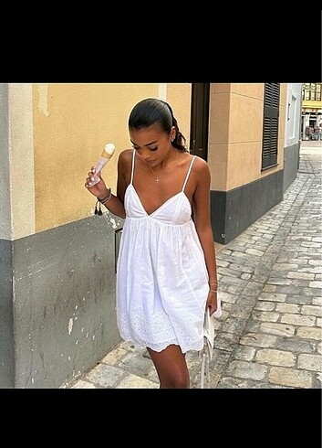 Zara etiketi kesik gupurlu pareo elbise mini