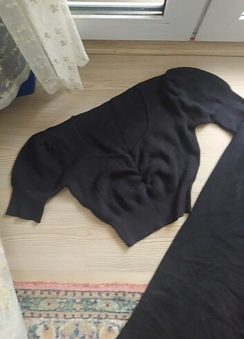 Siyah CROPLU triko takim - Görsel 5