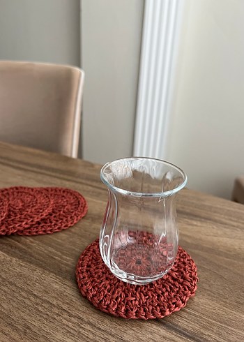 Bohem Kırmızı Örgü Bardak Altlığı