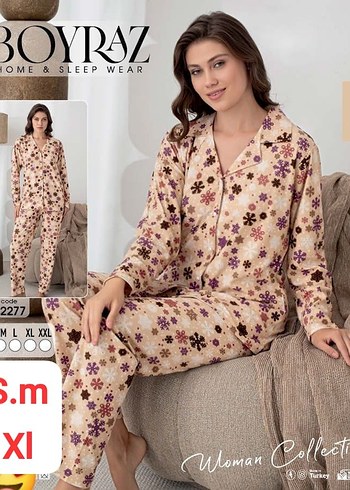Penti Kırmızı Desenli Uzun Kollu Kadın Pijama Takımı
