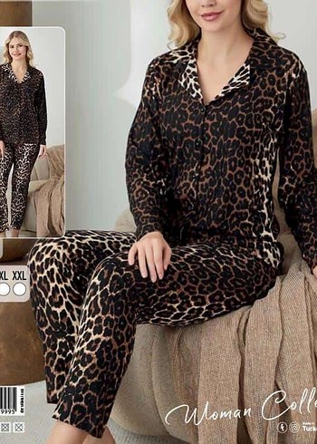 Penti Siyah Bağlamalı Desenli Uzun Kollu Kadın Pijama