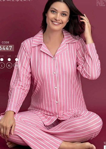xl Beden Boyraz Siyah Uzun Kollu Batik Desenli Kadın Pijama