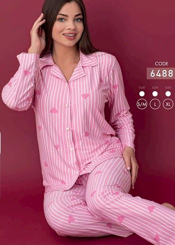 xl Beden siyah Renk Boyraz Siyah Uzun Kollu Batik Desenli Kadın Pijama