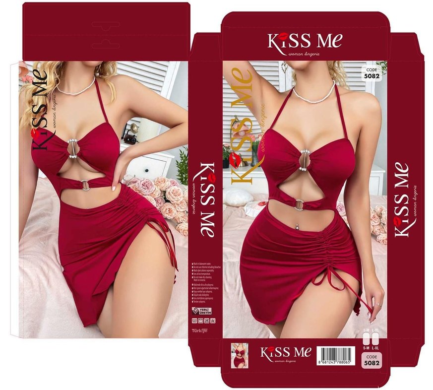 Parlak Bordo Payetli Kadın Vücut Zinciri - Görsel 5