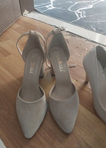 Bej Süet Stiletto Kadın Topuklu Ayakkabı