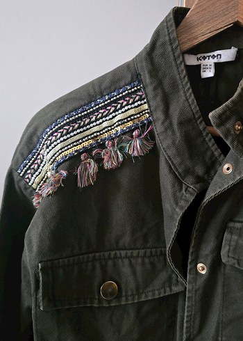 Nakışlı Bohem Düğmeli Kadın Ceket - Görsel 4