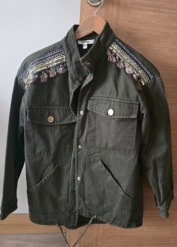 Nakışlı Bohem Düğmeli Kadın Ceket - Görsel 6