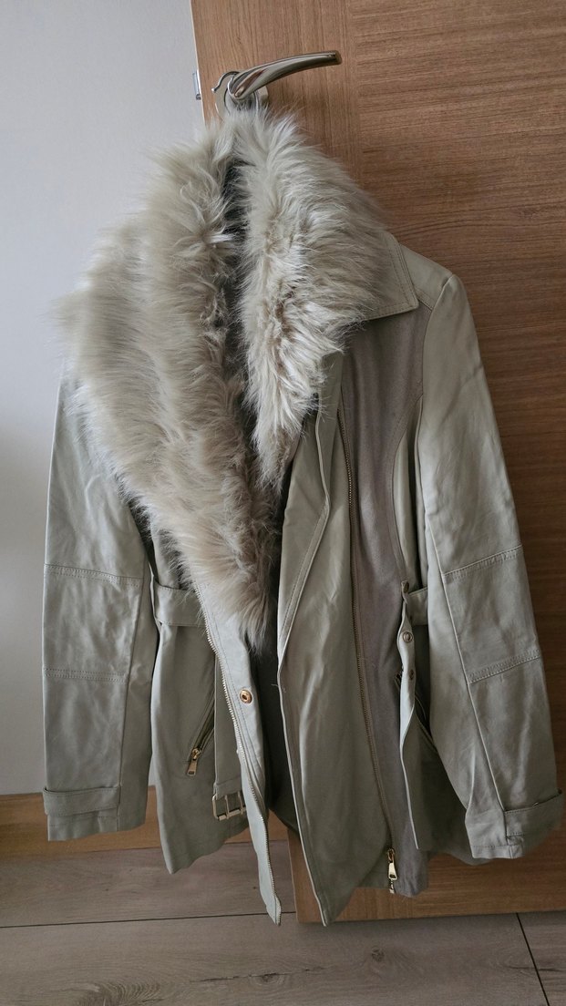 Kürk Detaylı Bej Süet Kadın Ceket - Görsel 5