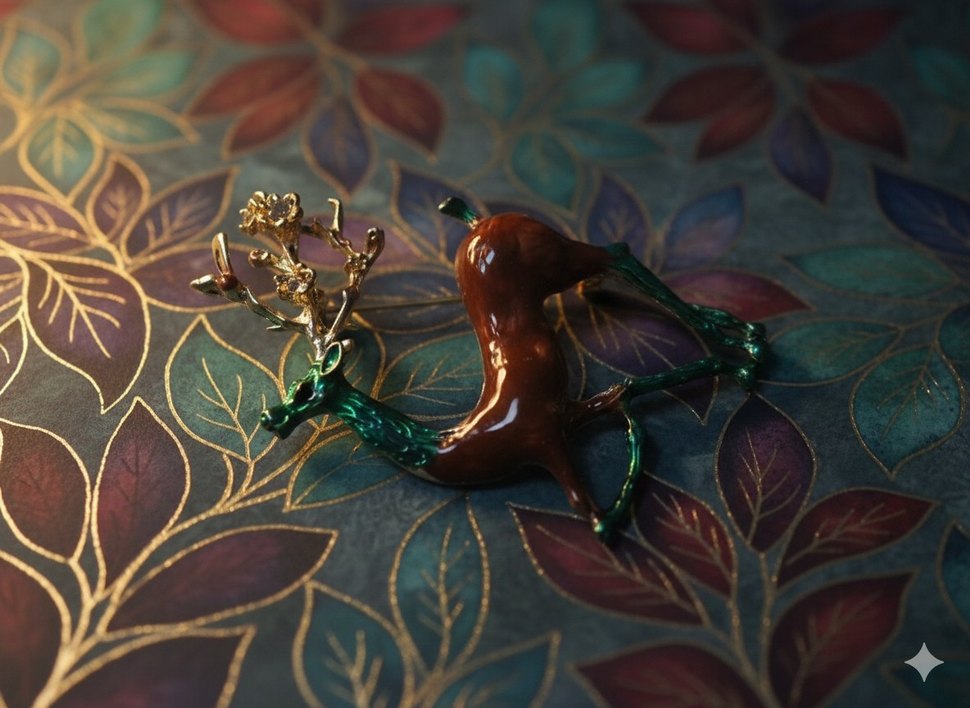 Kahverengi Bohem Vintage Geyik Broş - Görsel 2