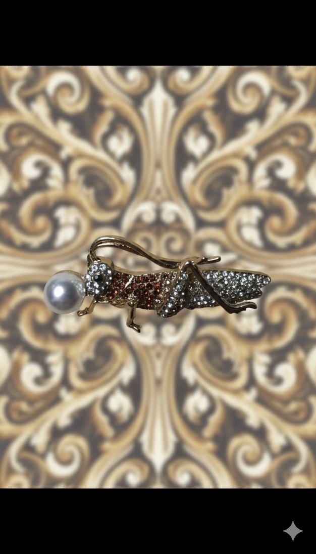 Boncuk İşlemeli Çekirge Broş - Görsel 2