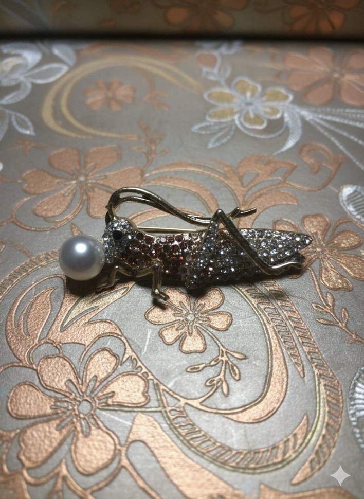 Boncuk İşlemeli Çekirge Broş - Görsel 2