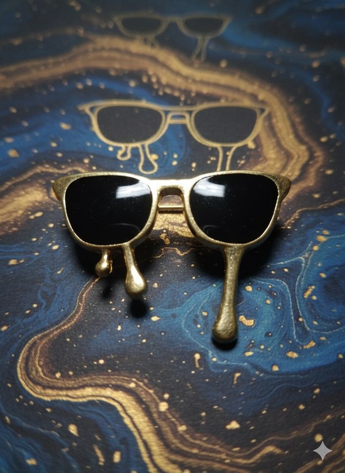 Altın Renkli Güneş Gözlüğü Broş - Görsel 2