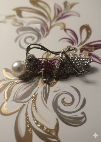 Boncuk İşlemeli Çekirge Broş - Görsel 2