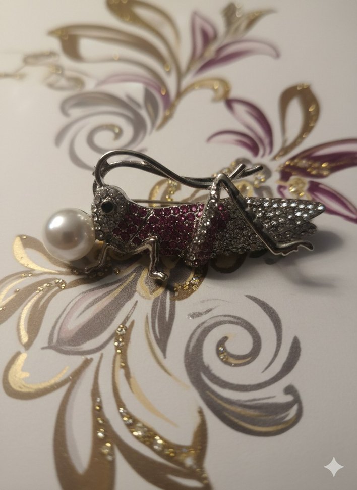 Boncuk İşlemeli Çekirge Broş - Görsel 2