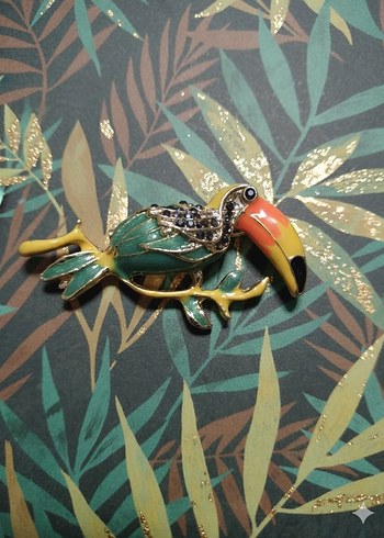 Renkli Tukan Figürlü Broş - Görsel 2