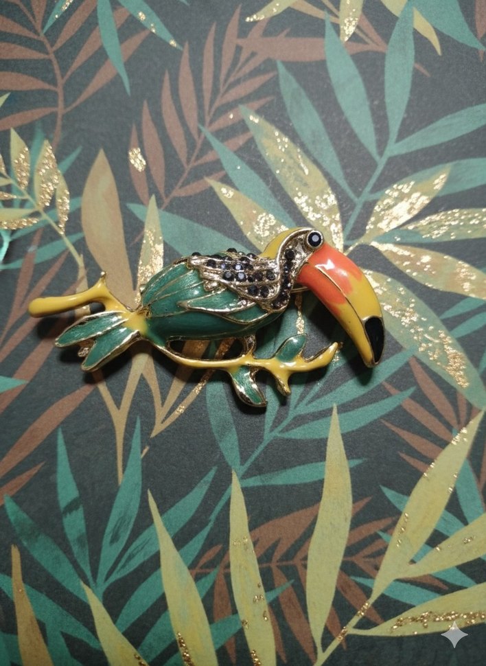 Renkli Tukan Figürlü Broş - Görsel 2