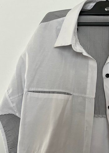 Düğmeli Beyaz Kadın Gömlek - Görsel 9