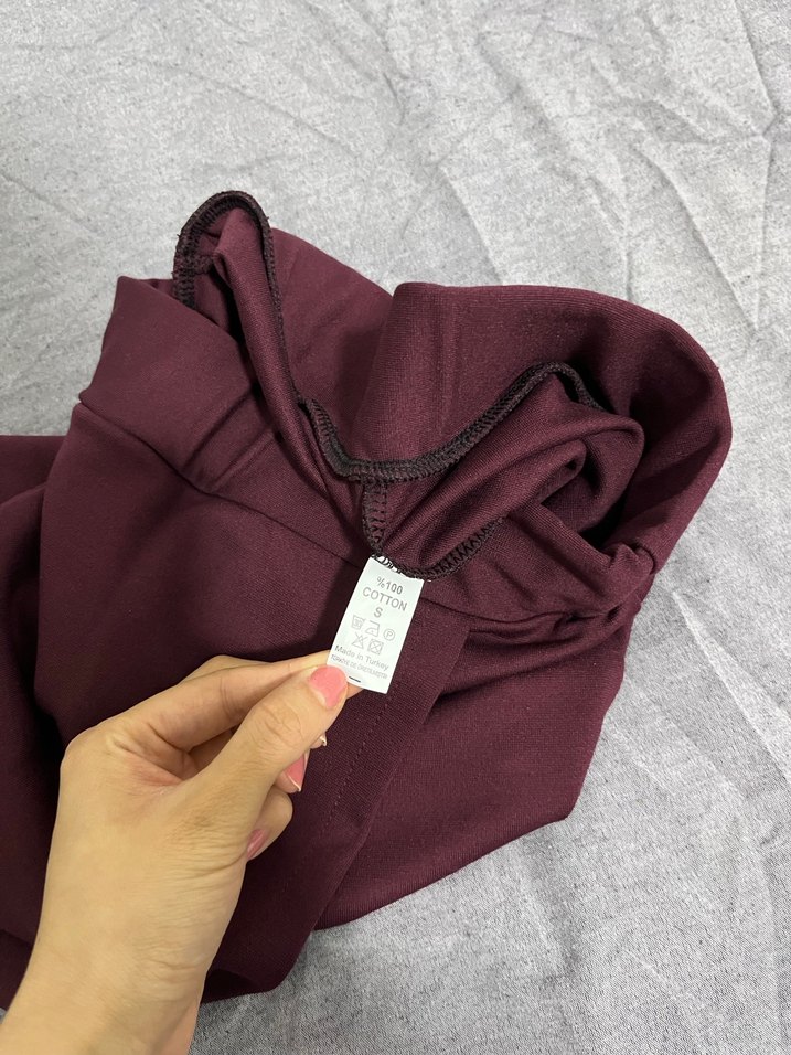 Bordo Hamile Eşofman Altı, Fermuarlı, Normal Boy - Görsel 2