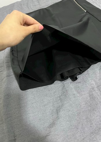 Gri Deri Fermuarlı Kadın Pantolon - Görsel 8