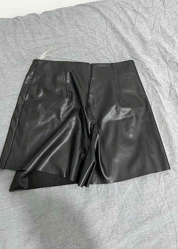 Gri Deri Fermuarlı Kadın Pantolon - Görsel 6